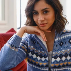 Trui En Vest<Blancheporte Vest in jacquard, gevoerd met pluchetricot grijsblauw