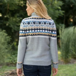 Trui En Vest<Blancheporte Vest in jacquard, gevoerd met pluchetricot chiné grijs