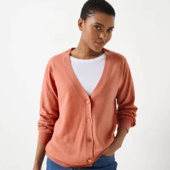 Trui En Vest<Colors&Co Vest in lamswol met V-hals en knoopsluiting chiné roze