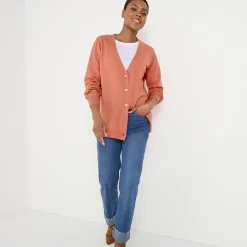 Trui En Vest<Colors&Co Vest in lamswol met V-hals en knoopsluiting chiné roze