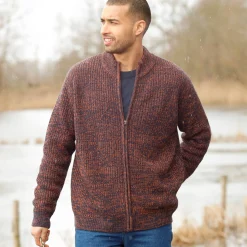 Trui En Vest<Blancheporte Vest in patenttricot met rits, 30% wol gespikkeld oranje