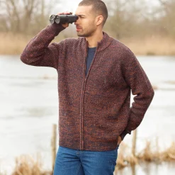 Trui En Vest<Blancheporte Vest in patenttricot met rits, 30% wol gespikkeld oranje