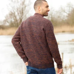 Trui En Vest<Blancheporte Vest in patenttricot met rits, 30% wol gespikkeld oranje