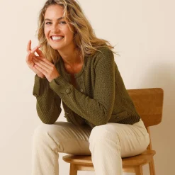Trui En Vest<Blancheporte Vest in tricot met goudkleurige knopen bronskleur