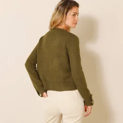 Trui En Vest<Blancheporte Vest in tricot met goudkleurige knopen bronskleur