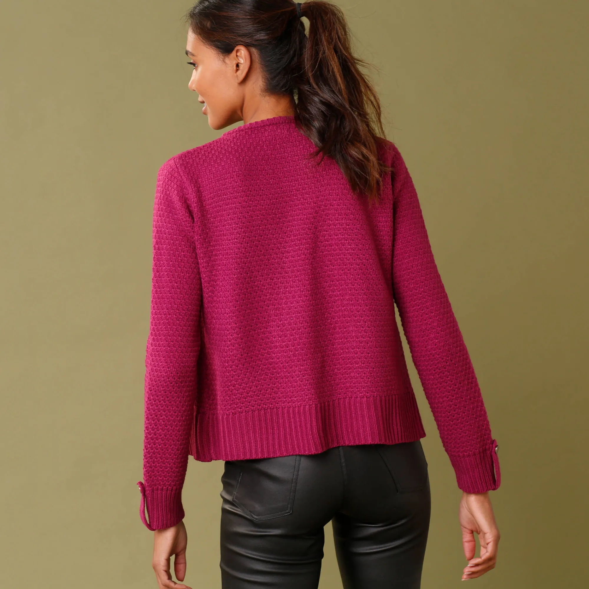 Trui En Vest<Blancheporte Vest in tricot met goudkleurige knopen violine