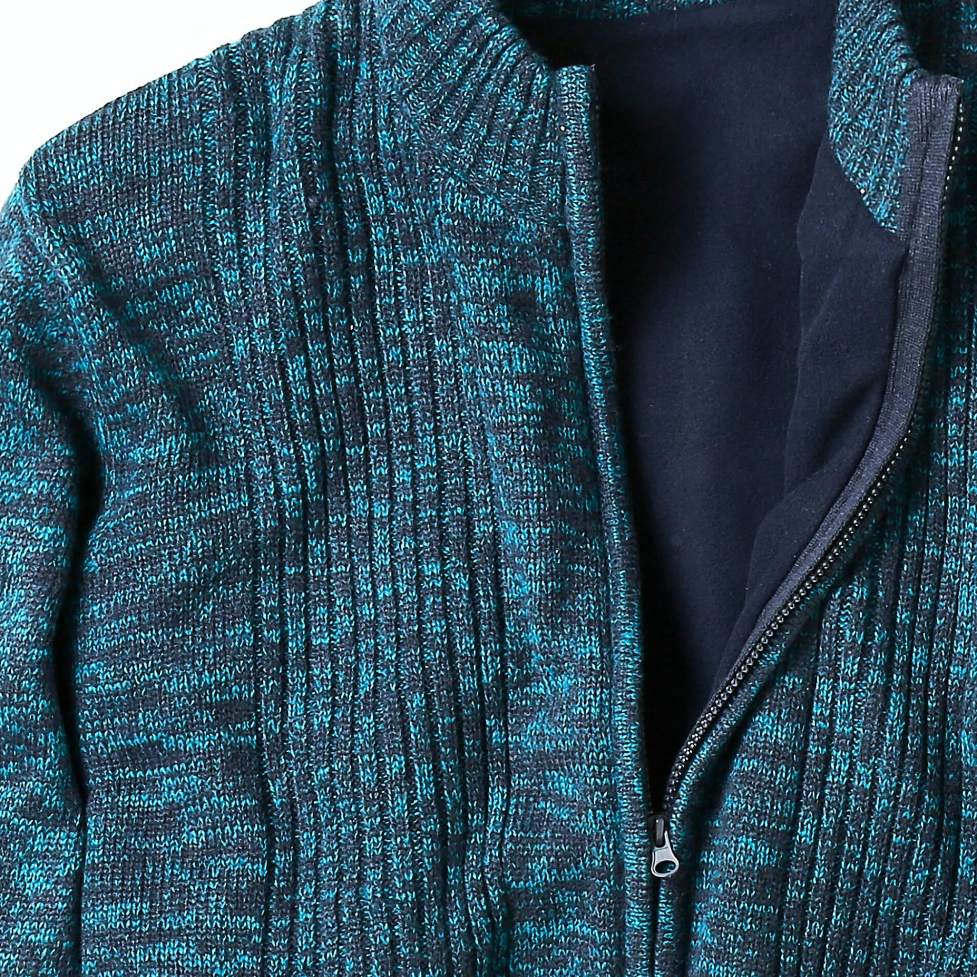 Trui En Vest<Blancheporte Vest in tricot met opstaande ritskraag, lijfje met fleecevoering gespikkeld eendenblauw
