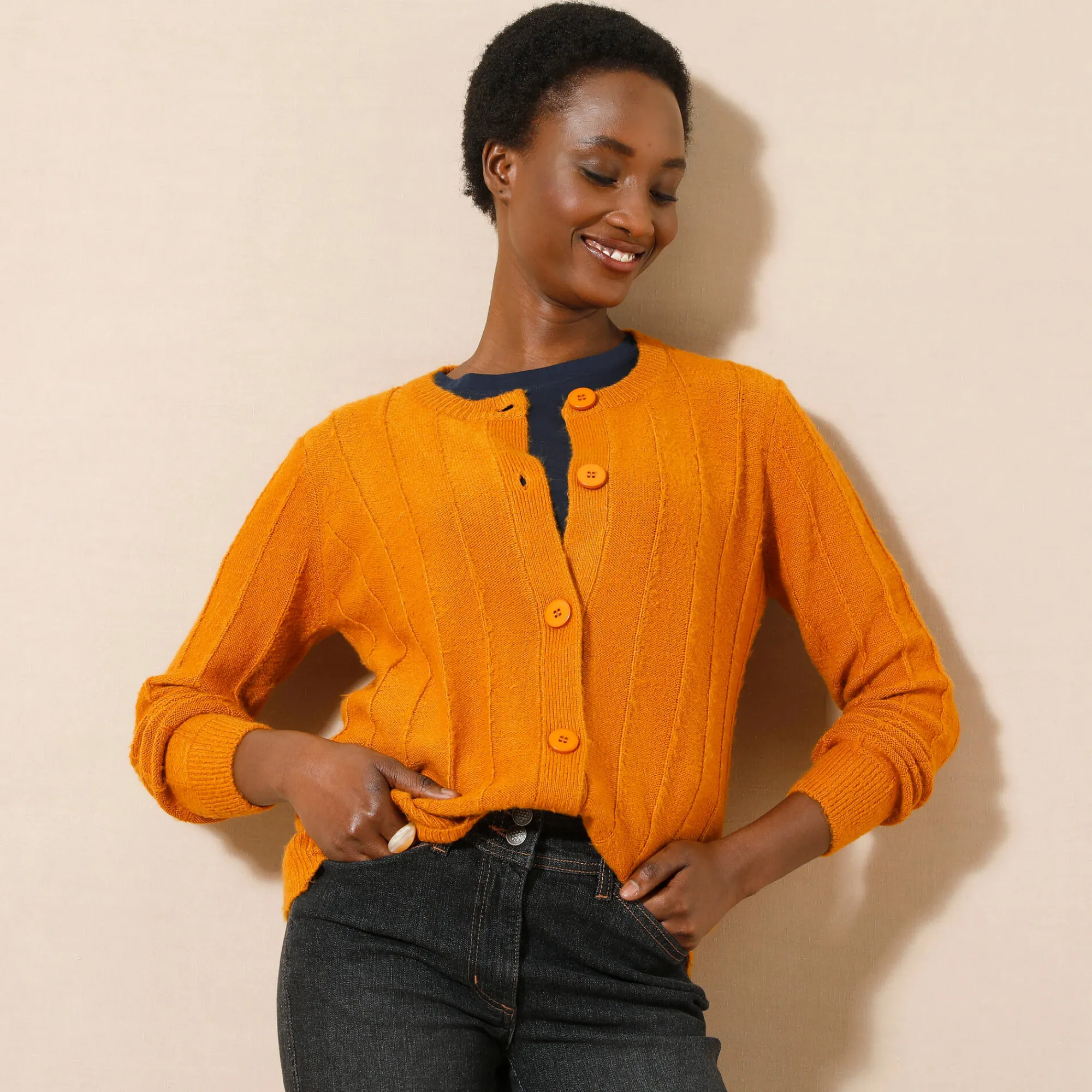 Trui En Vest<Blancheporte Vest in tricot met streepeffect saffraangeel