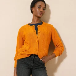 Trui En Vest<Blancheporte Vest in tricot met streepeffect saffraangeel