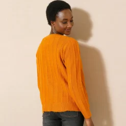 Trui En Vest<Blancheporte Vest in tricot met streepeffect saffraangeel