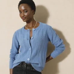 Trui En Vest<Blancheporte Vest in tricot met streepeffect jeansblauw