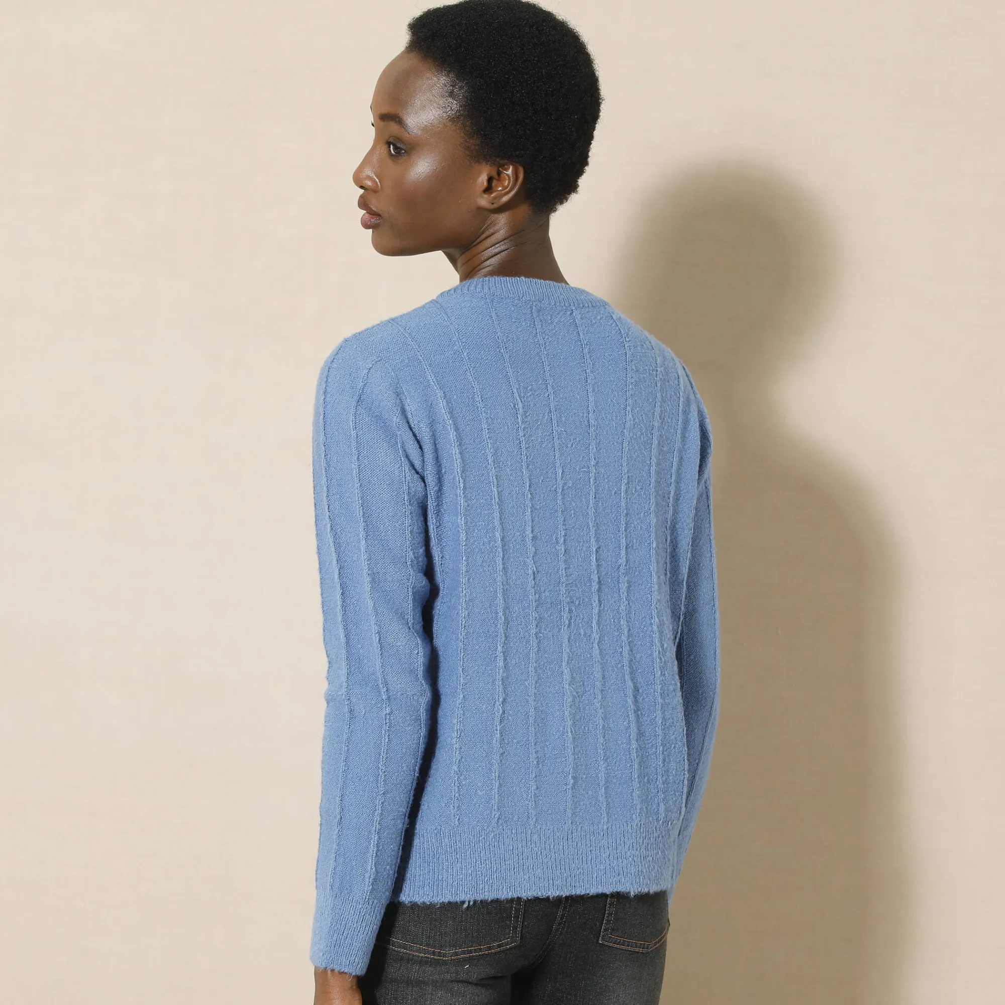 Trui En Vest<Blancheporte Vest in tricot met streepeffect jeansblauw