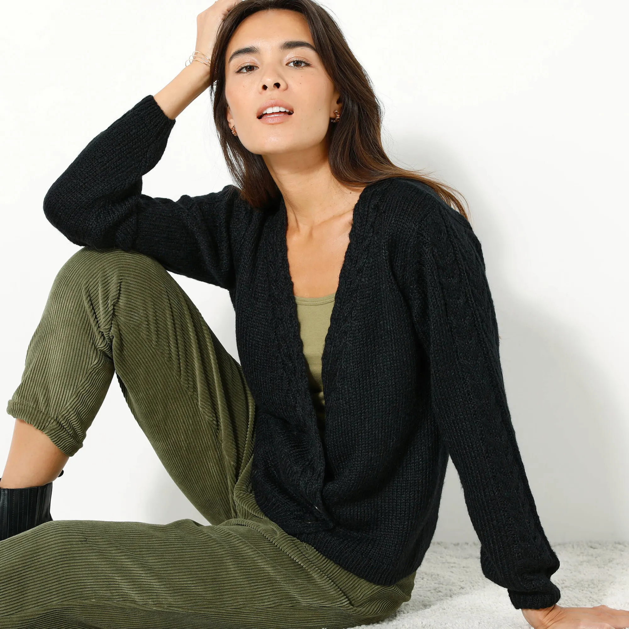 Trui En Vest<Blancheporte Vest in wikkelstijl zwart