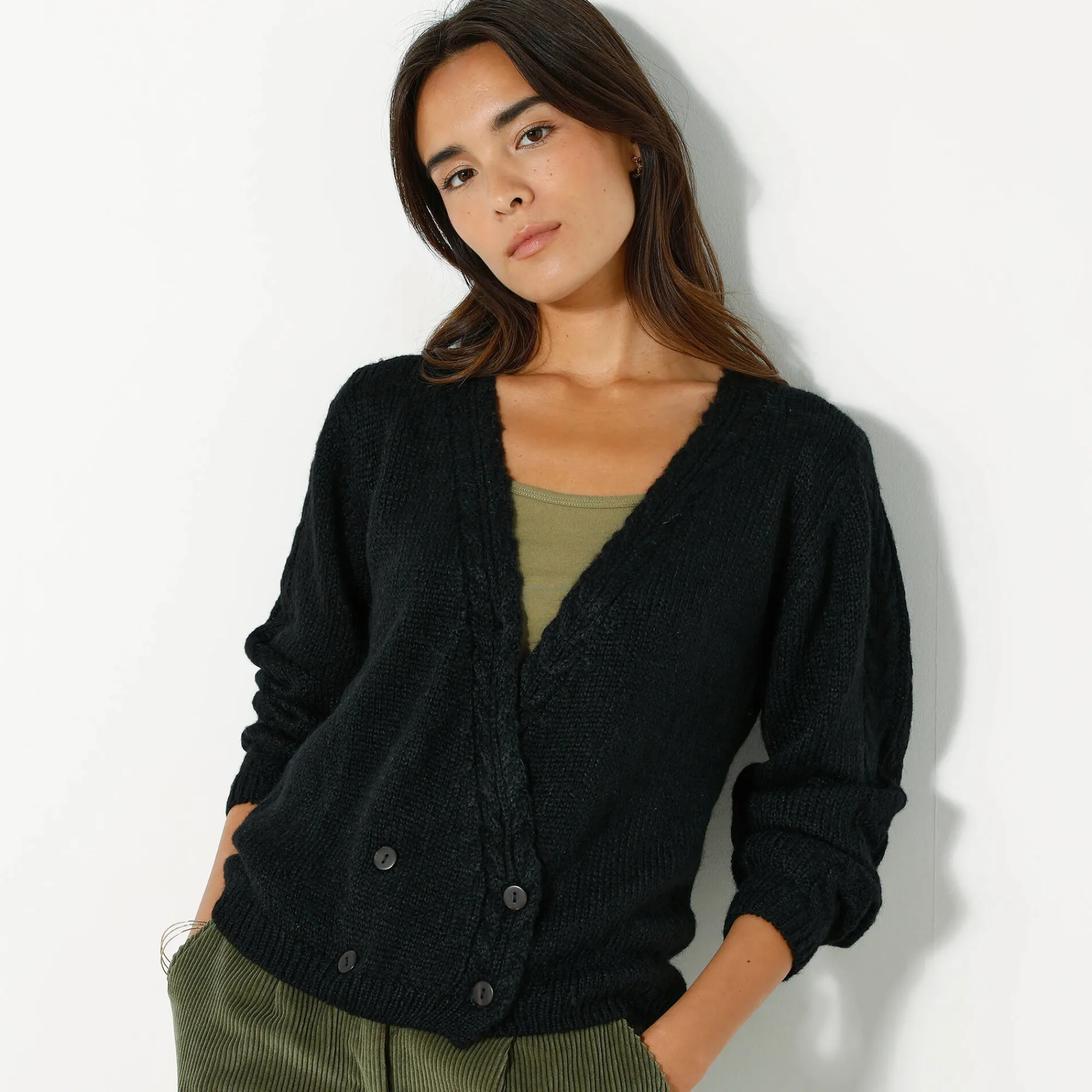 Trui En Vest<Blancheporte Vest in wikkelstijl zwart