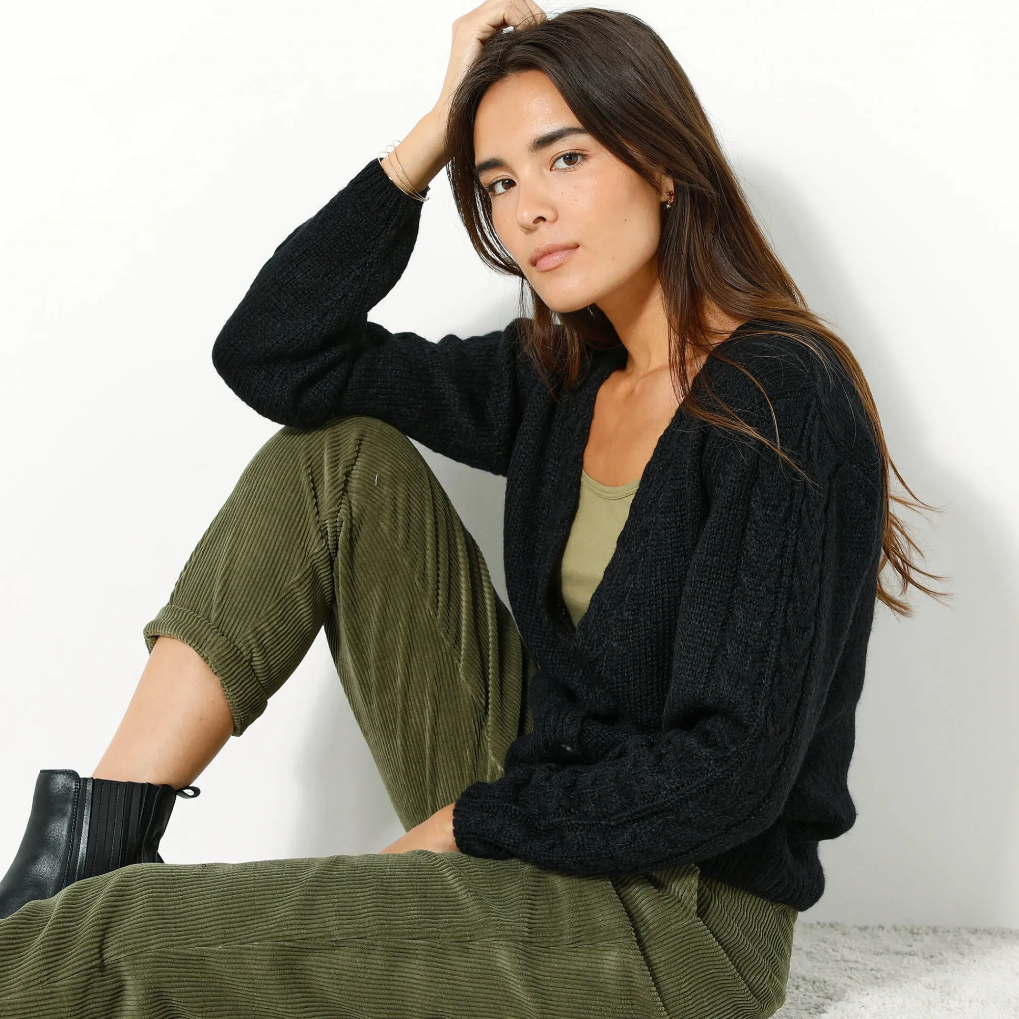 Trui En Vest<Blancheporte Vest in wikkelstijl zwart