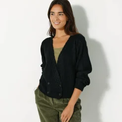 Trui En Vest<Blancheporte Vest in wikkelstijl zwart