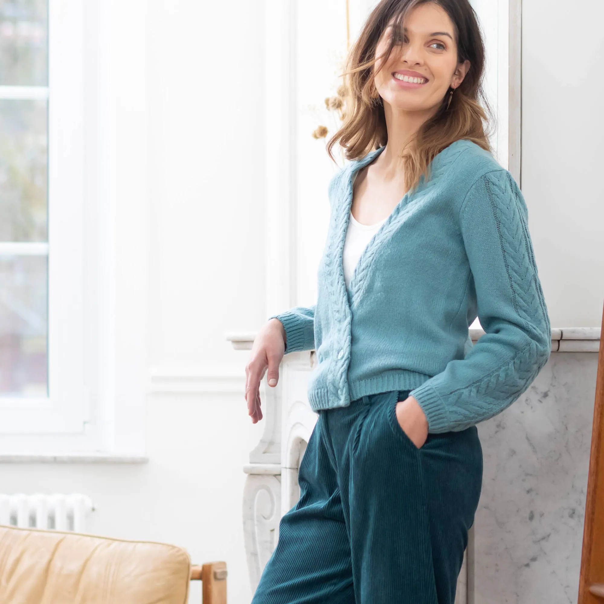 Trui En Vest<Blancheporte Vest in wikkelstijl gletsjerblauw
