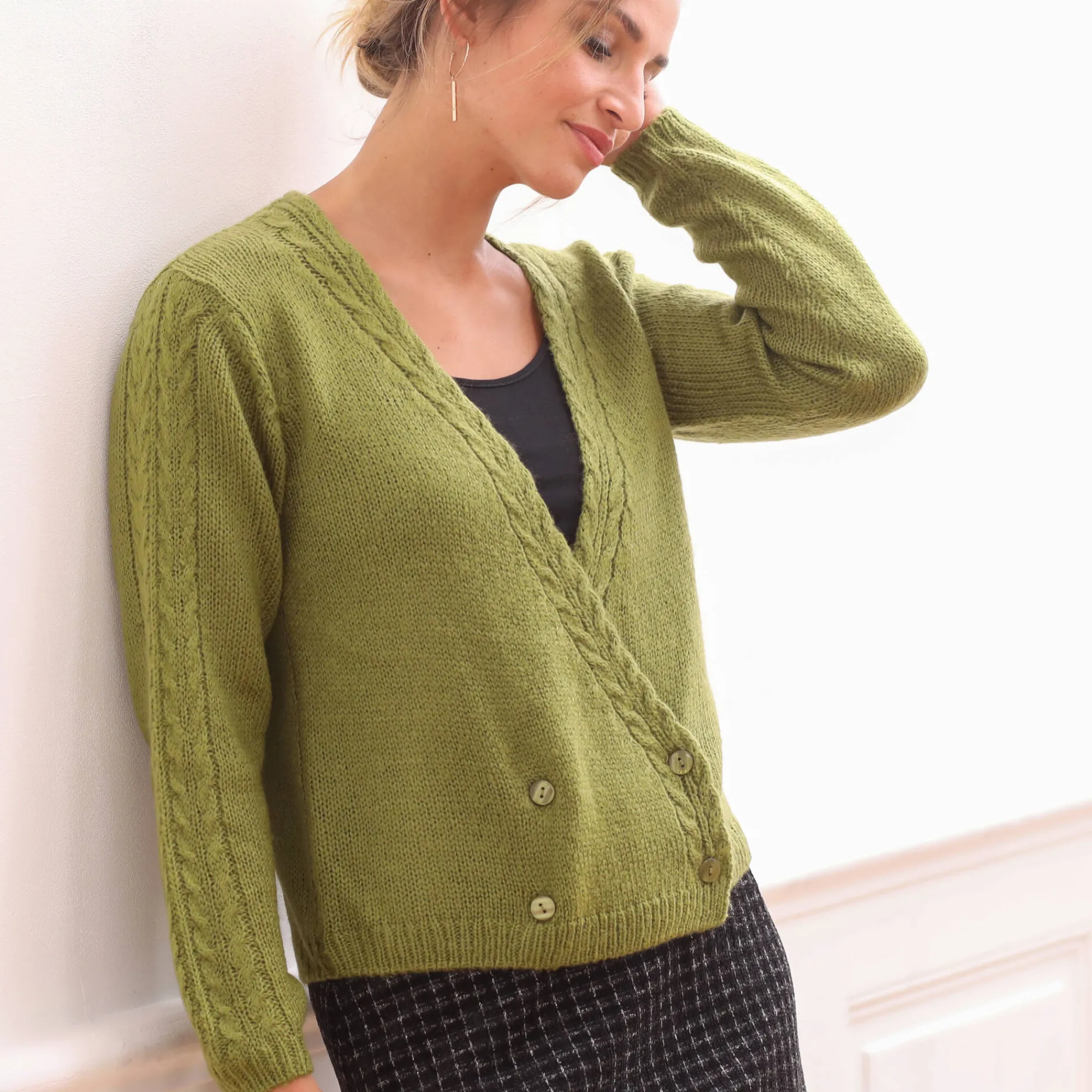Trui En Vest<Blancheporte Vest in wikkelstijl mosgroen