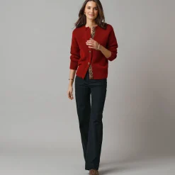 Trui En Vest<Lora Zellini Vest in zacht tricot van wolmix, details met luipaardprint bordeaux