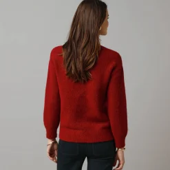 Trui En Vest<Lora Zellini Vest in zacht tricot van wolmix, details met luipaardprint bordeaux