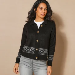 Trui En Vest<Blancheporte Vest met detail in jacquard zwart