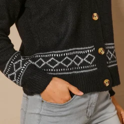 Trui En Vest<Blancheporte Vest met detail in jacquard zwart