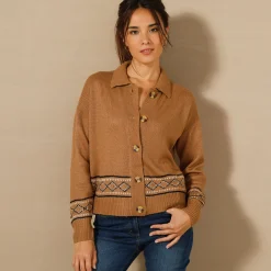 Trui En Vest<Blancheporte Vest met detail in jacquard hazelnootbruin