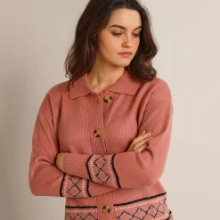 Trui En Vest<Blancheporte Vest met detail in jacquard grijsroze
