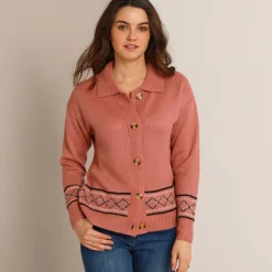 Trui En Vest<Blancheporte Vest met detail in jacquard grijsroze