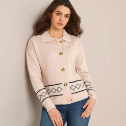 Trui En Vest<Blancheporte Vest met detail in jacquard naturel