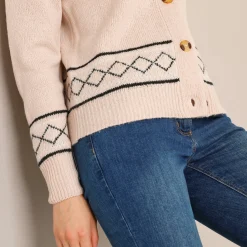 Trui En Vest<Blancheporte Vest met detail in jacquard naturel