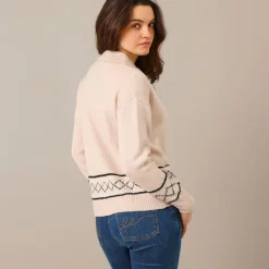 Trui En Vest<Blancheporte Vest met detail in jacquard naturel