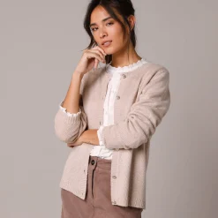 Trui En Vest<Blancheporte Vest met fantasieknopen, zachte touch chiné beige