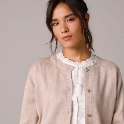 Trui En Vest<Blancheporte Vest met fantasieknopen, zachte touch chiné beige
