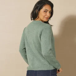 Trui En Vest<Blancheporte Vest met fantasieknopen, zachte touch chiné groen