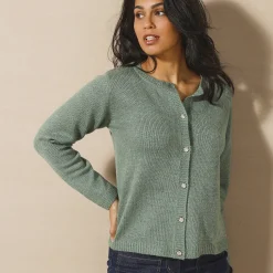 Trui En Vest<Blancheporte Vest met fantasieknopen, zachte touch chiné groen