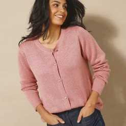 Trui En Vest<Blancheporte Vest met fantasieknopen, zachte touch chiné roze