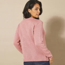 Trui En Vest<Blancheporte Vest met fantasieknopen, zachte touch chiné roze