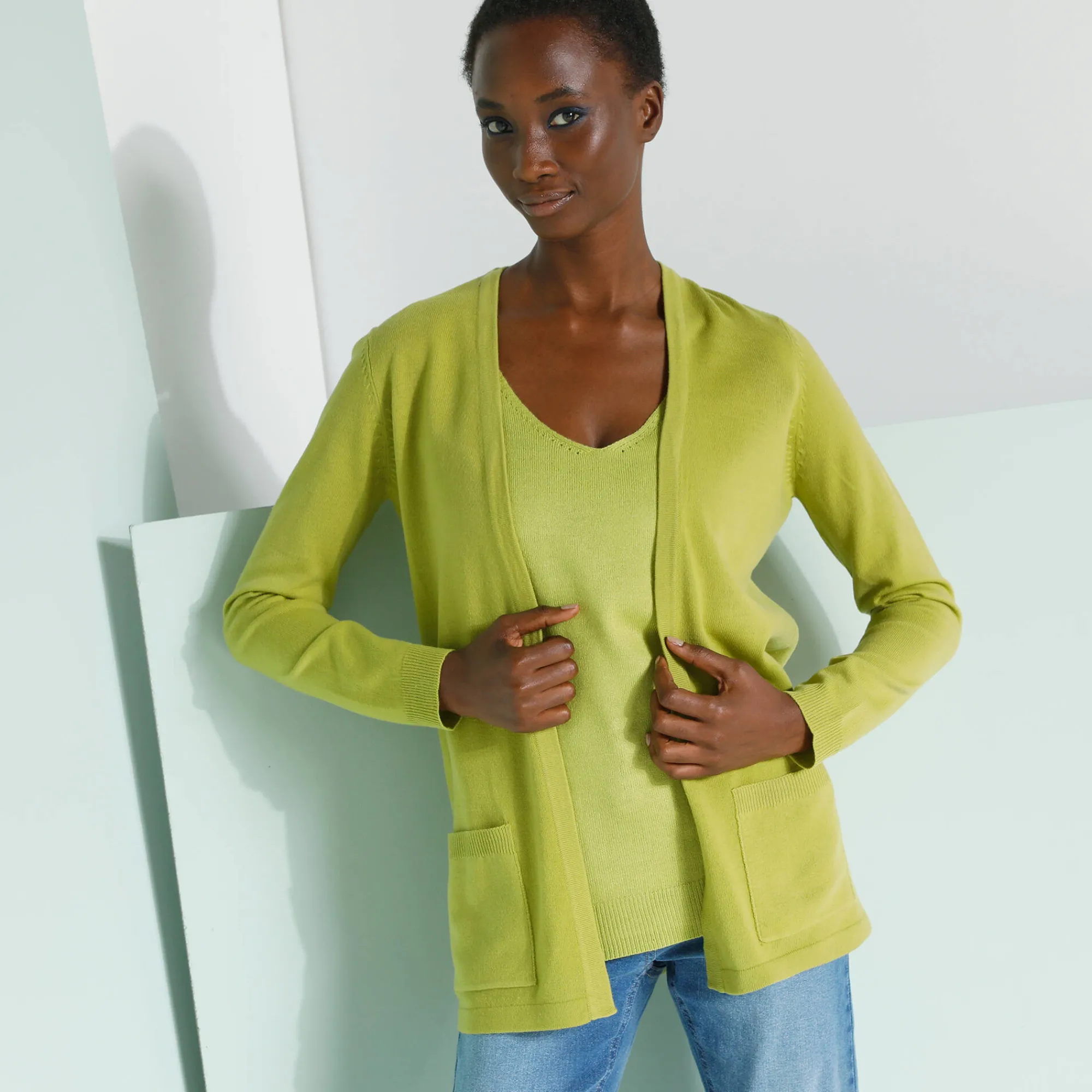 Trui En Vest<Blancheporte Vest met kasjmiertouch mosgroen