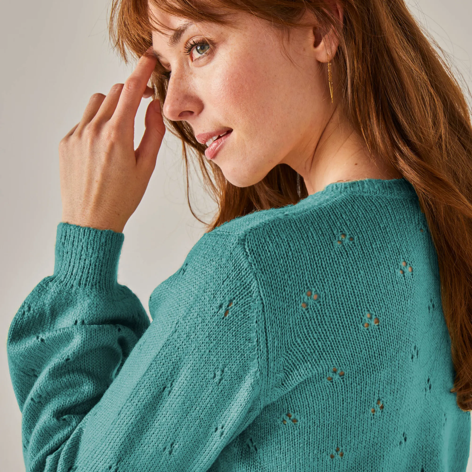 Trui En Vest<Blancheporte Vest met knoopsluiting en geschulpte afwerking, pointelletricot met mohairtouch celadon