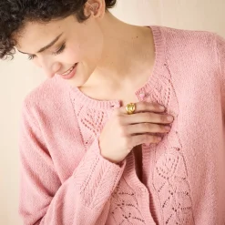 Trui En Vest<Blancheporte Vest met knopen, ajourtricot grijsroze