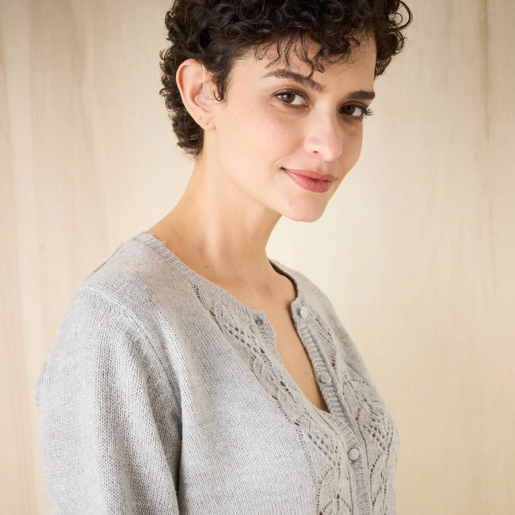 Trui En Vest<Blancheporte Vest met knopen, ajourtricot chiné grijs