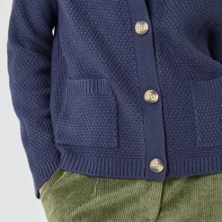 Trui En Vest<Blancheporte Vest met knopen en lange mouwen, fantasietricot marine