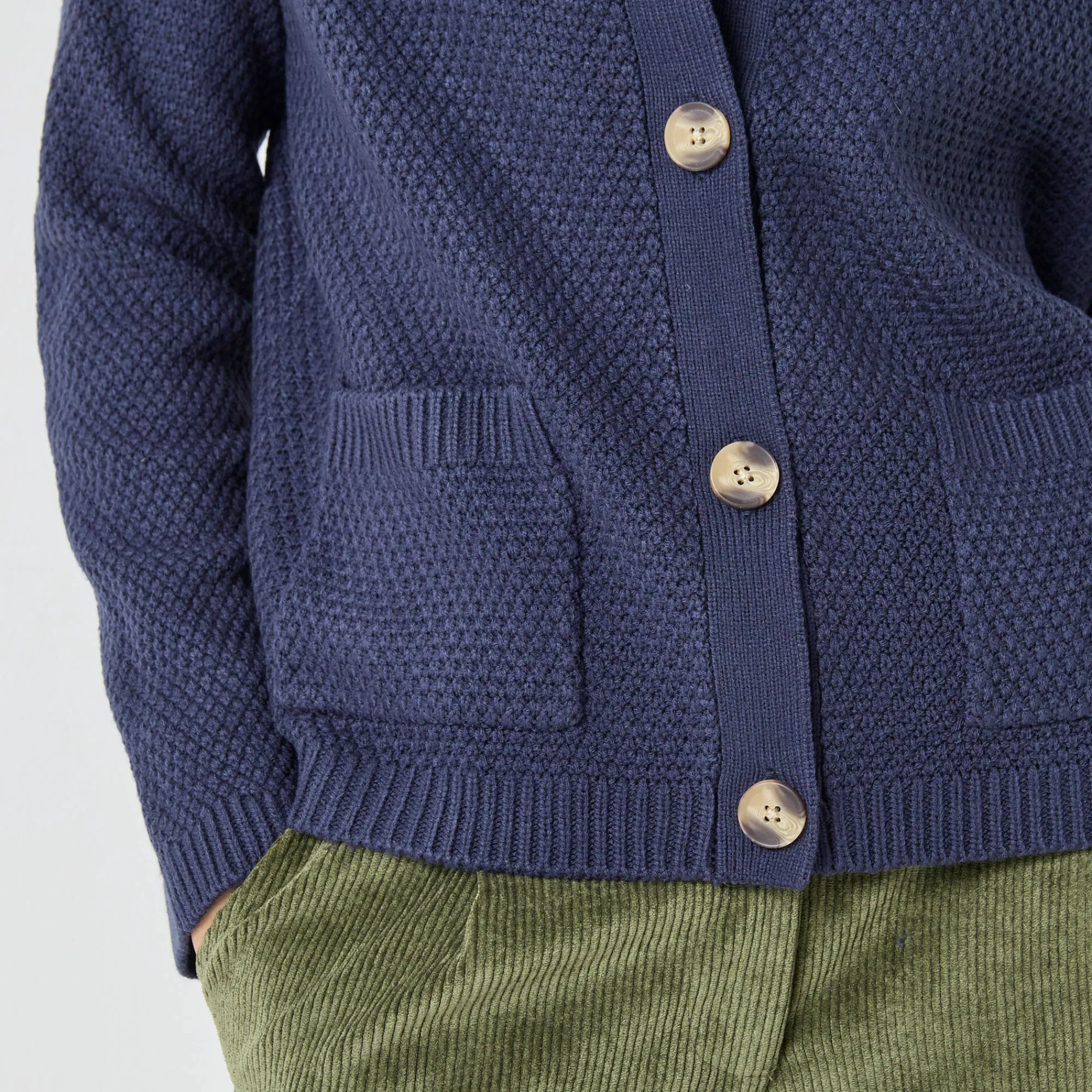 Trui En Vest<Blancheporte Vest met knopen en lange mouwen, fantasietricot marine