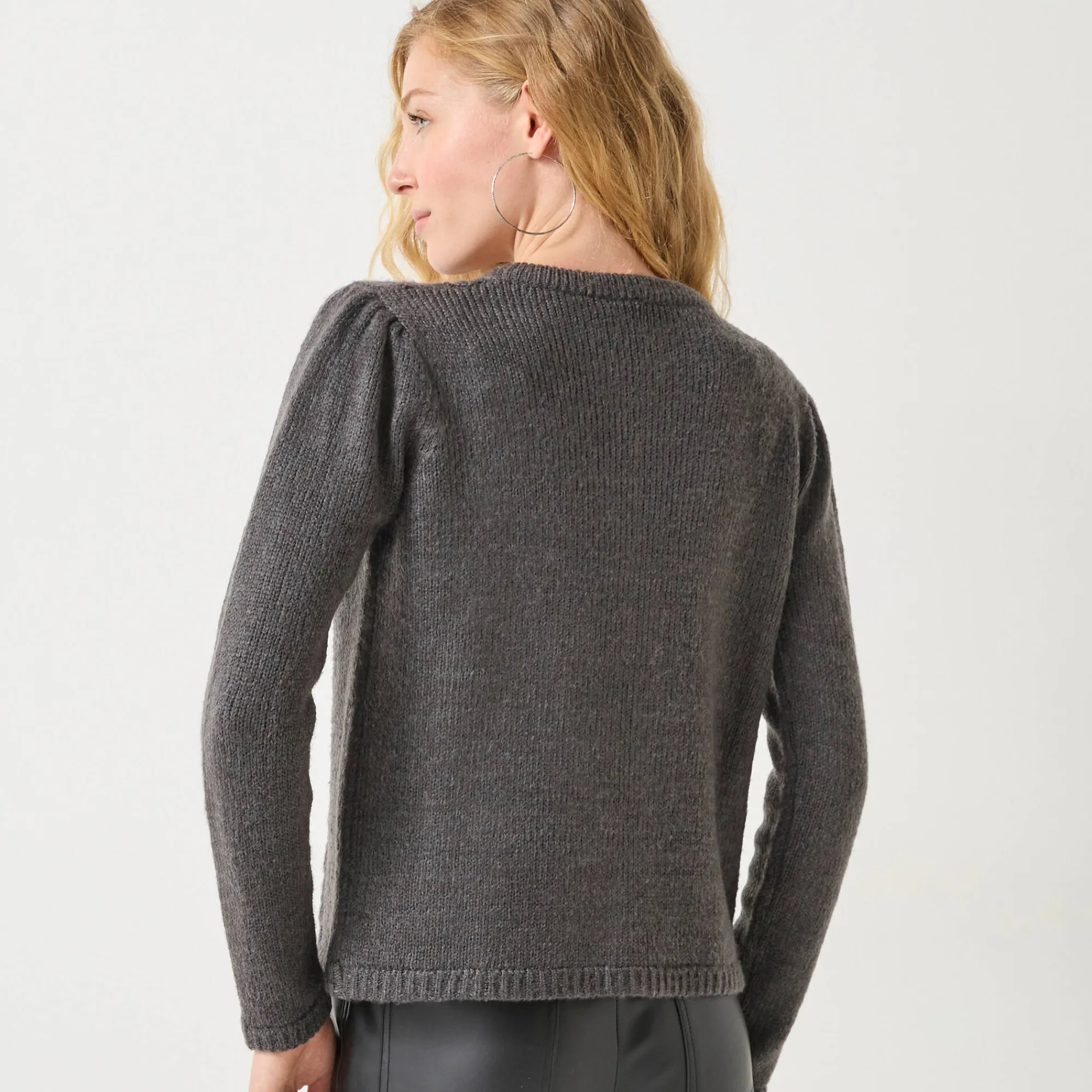 Feestoutfits Dames|Trui En Vest<Blancheporte Vest met knopen in fantasietricot antraciet