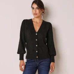Feestoutfits Dames|Trui En Vest<Blancheporte Vest met knopen in fantasietricot zwart
