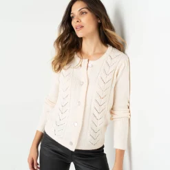 Feestoutfits Dames|Trui En Vest<Blancheporte Vest met knopen in fantasietricot ecru