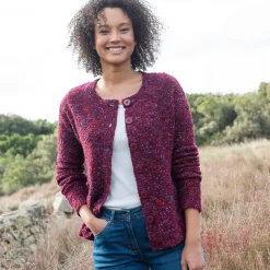Trui En Vest<Blancheporte Vest met knopen in lusjestricot pruim