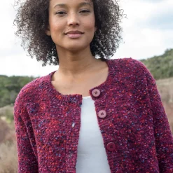 Trui En Vest<Blancheporte Vest met knopen in lusjestricot pruim