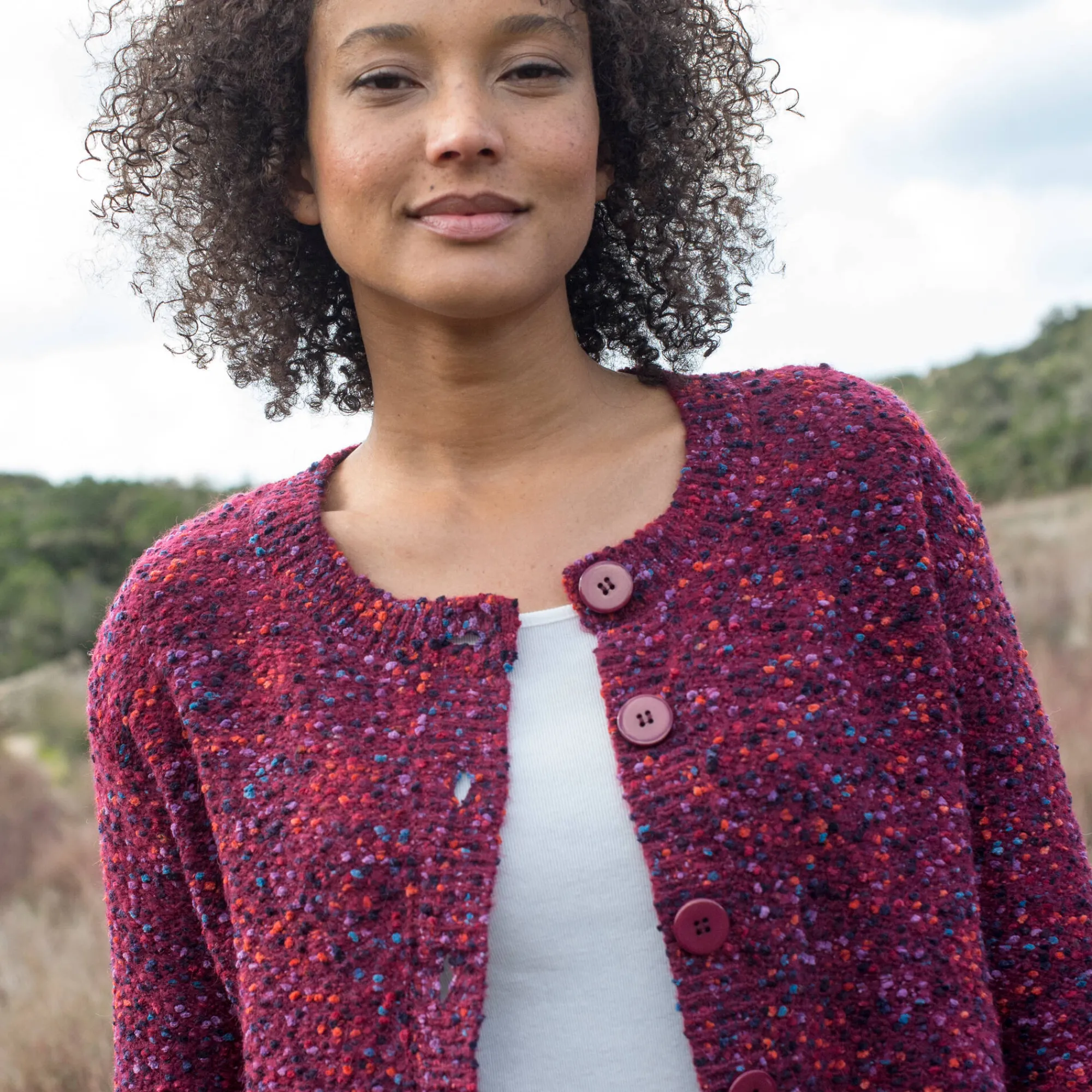 Trui En Vest<Blancheporte Vest met knopen in lusjestricot pruim